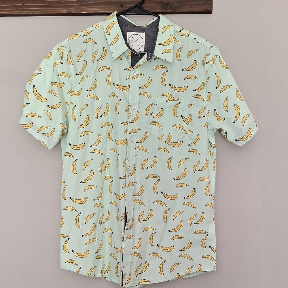 Mint Green Banana Print Casual Shirt